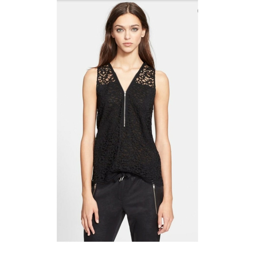 The Kooples top Lace Zip Front black size small